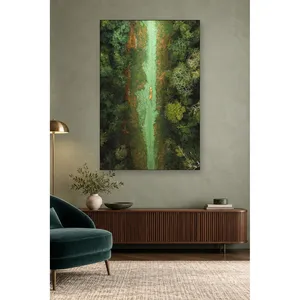 Impression sur toile Fida Green River and Canoe in the Rainforest - Product Image 2