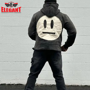 Chándales lavados con ácido para hombre, jersey con bordado desgastado, Sudadera con capucha y cremallera, Sudadera con capucha de la mejor calidad al por mayor - Product Image 4