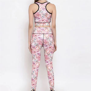 Ensemble de soutien-gorge de sport et de leggings de yoga personnalisés pour femmes, taille élastique, vêtements de fitness, motif uni, design personnalisé, taille plus, logo sur le devant - Product Image 5