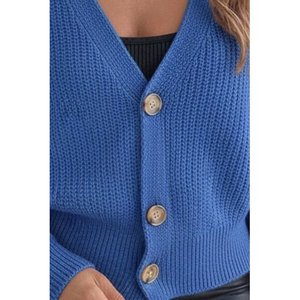 Blusa de Punto Casual para Mujer de Jane's, Cuello en V, Manga Larga, con Detalle de Botones, Corte Regular, Top Grueso Liso para Uso Diario - Product Image 2