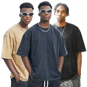 Haut unisexe surdimensionné vintage imprimé en coton 100% respirant en laine peignée solide personnalisé à la mode Style homme - Product Image 5