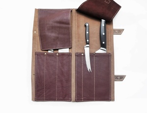 Personalized Full Grain Leather Pockets Chef Leather <b>Knife</b> Roll Bag Portable Carrying Case with Shoulder Strap LKR-0066 - Product Image 3