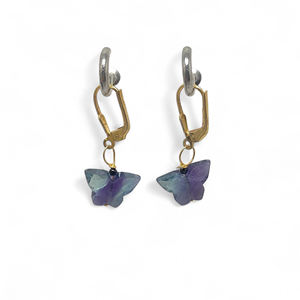 Boucles d'oreilles sculptées en papillon avec pierres précieuses naturelles Boucles d'oreilles pendantes en argent sterling pour femmes Cadeaux de bijoux faits à la main - Product Image 3