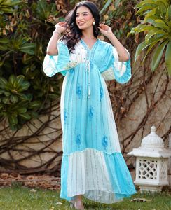 Robe à imprimé diamant de couleur unie pour femmes Tenues décontractées à taille élastique Robes longues lavables - Product Image 1