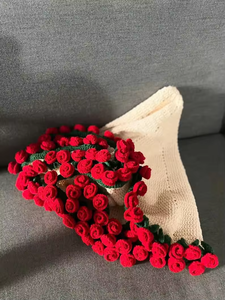 2025 Hot Style Handmade Red Rose Crochet Flower <b>Bouquet</b> Blanket New Design for Home Decoration and Holiday Gifts - Product Image 6