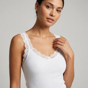 Camiseta sin mangas de algodón 100% transpirable con tirantes finos de encaje, talla única (tallas 36-44) - Product Image 3