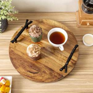 Plateau de service en bois élégant et pratique pour les boissons, les collations et les desserts pour les invités à la maison ou à l'extérieur. - Product Image 5
