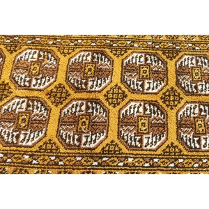 Turkish Vintage Rug 3.8x6.7 ft, <b>Yellow</b> Southwestern <b>Wool</b> Rug - Product Image 5