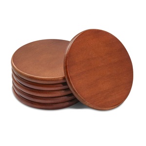 Sous-verre décoratif rond en bois MDF laser noyer bois foncé 6 pièces sous-verre ensemble support inclus décor à la maison sous-verre en bois - Product Image 3