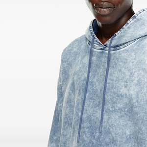 Sweat à capuche unisexe en molleton bleu d'hiver, coupe courte, effet délavé à l'acide, vintage, couture personnalisée, logo brodé, streetwear, 2025 - Product Image 5