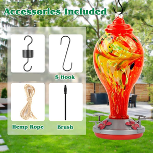 Mangiatoia per colibrì in vetro blu soffiato a mano moderna da 33oz con gancio per fossato di formica per uccelli da esterno decorazione da giardino Pioneera BF04 - Product Image 5