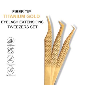 Pince à cils en acier inoxydable avec logo personnalisé, volume de poignée en diamant, pince à cils à pointe en fibre de préhension lisse - Product Image 3