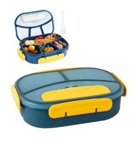 Lonchera de Plástico de 4 Compartimentos, Libre de BPA, con Tenedor y Cuchara, para Mantener la Frescura de los Alimentos, con Tapa de Plástico, Superventas 2025 - Product Image 1