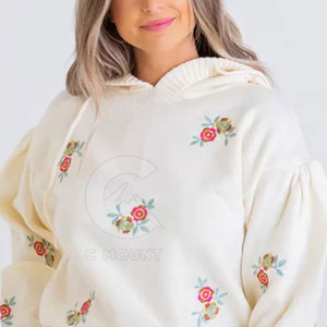 Jersey liso bordado sudaderas con capucha calidad superior nuevo diseño 100% algodón mujeres sudaderas con capucha para bordado - Product Image 3