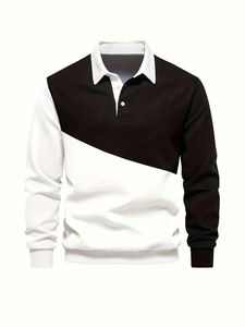 Polo <b>Shirt</b> - 100% Polyester Knit Fabric, Regular Fit, <b>Long</b> <b>Sleeve</b>, Slight Stretch, <b>Button</b> Collar - Product Image 3