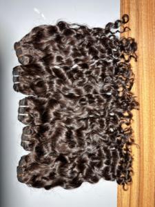 100% Calidad de exportación Cabello rizado natural Doble dibujado Máquina de un solo donante Trama doble Extensiones alineadas de cutículas crudas sin procesar - Product Image 4