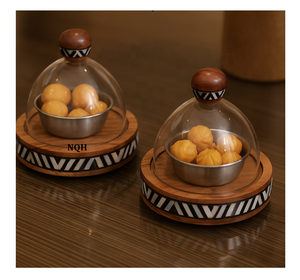 Juego de 3 Recipientes Acrílicos para Almacenamiento Ramadán 2026, Tapas de Madera con Incrustaciones de Madreperla, Grabados a Mano, Herméticos y Decorativos - Product Image 6