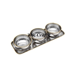 Service à chocolat et à noix en acier inoxydable couleur argent, bols de service de dessert de qualité supérieure avec plateau pour une utilisation lors d'événements - Product Image 6