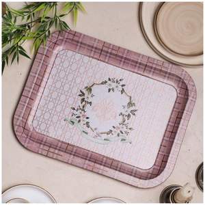 Kontensan EE161U7 233x307mm Turquie Origine Élégant Rectangulaire En Métal Plateau De Service Rosy Design Décoratif Os Incrustation Inoxydable - Product Image 3