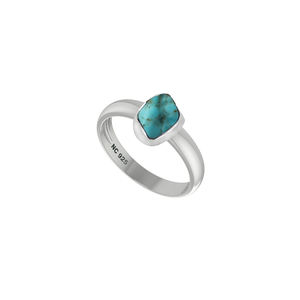 Bague brute unique en argent sterling 925 Réglage de la lunette Turquoise Formes naturelles Bague à énergie positive de style classique - Product Image 3