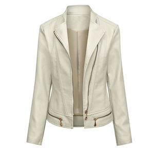 Chaqueta de Cuero Sintético de Punto para Mujer, Invierno 2026, Personalizada, Informal, Ajustada, de Alta Calidad, Impermeable, Transpirable, con Forro de Algodón - Product Image 1