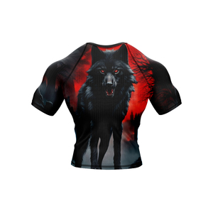 T-shirt de sport ajusté à manches courtes pour homme, imprimé loup, séchage rapide, pour entraînement MMA BJJ, en polyester et élasthanne - Product Image 5