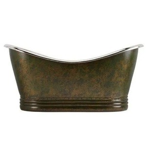 Bañera con acabado antiguo de cobre de alta calidad para el hogar, Hotel, Resort, diseño clásico, bañera de Metal independiente para baño de lujo - Product Image 6