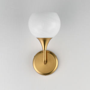 The Neve 1-<b>Light</b> Wall <b>Sconce</b> features a swirling white marble glass globe that encases the <b>light</b> source, - Product Image 1