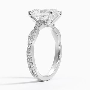 Anillo de Compromiso con Corte Radiante y Diseño Trenzado con Moissanita/Diamante Cultivado en Laboratorio para Mujer - Product Image 2