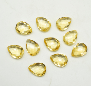 Haute qualité naturel Citrine Quartz Briolette jaune facettes damier coupe calibré MM tailles lâche en forme de poire bijoux à bricoler soi-même - Product Image 3
