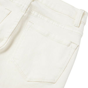 High Rise Flare Jeans, White Stretch Denim, Slim Fit Bootcut, Front Patch Pockets, Trendy Women's Jeans, Vintage Look - Product Image 2