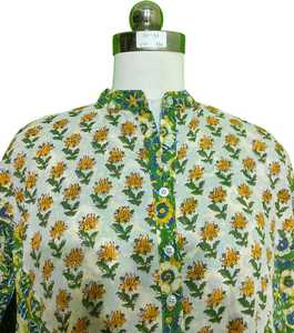 ชุดเดรสยาวผ้าฝ้ายอินเดีย 2X/3X สไตล์โบฮีเมียนสำหรับฤดูร้อน ชุดเดรสแม็กซี่สำหรับผู้หญิง ลายดอกไม้พิมพ์ด้วยมือ คุณภาพพรีเมียม - Product Image 3