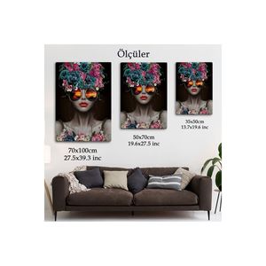 Pittura decorativa murale bella donna con fiori colorati-6188 - Product Image 3