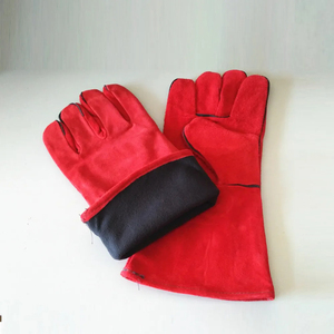 Guantes de soldadura de trabajo de seguridad largos de cuero dividido de vaca resistente al calor de 14 pulgadas para soldador - Product Image 6
