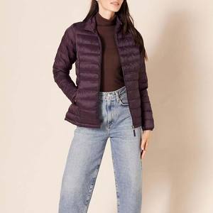 Veste matelassée respirante pour femme, couleur violet foncé, automne-hiver, légère, matelassée, fermeture éclair, imperméable, en polyester - Product Image 3