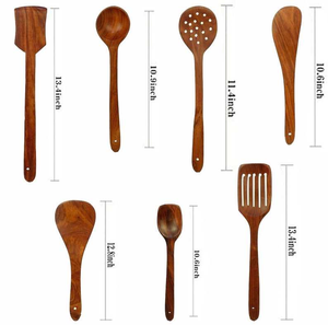 Juego de utensilios de cocina de madera de mango natural al por mayor para el hogar, herramientas de cocina, cucharas de madera, utensilios de camping de mango largo, duraderos y ecológicos - Product Image 4