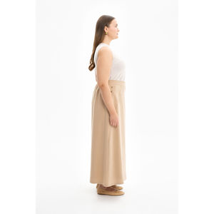 Falda Casual Beige con Detalles de Encaje y Volantes, Cintura Natural, Tejido Ligero para Verano, Talla XS - Product Image 2