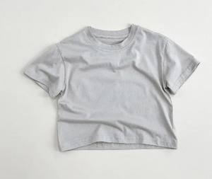 Camiseta de manga corta de verano para niños, ropa, camiseta de Color sólido para niños, Top de cuello redondo para bebés - Product Image 4