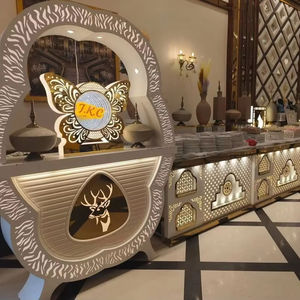 Table de buffet argentée en acier inoxydable pour mariage derniers comptoirs de nourriture élégants de mariage nouveau design comptoirs de nourriture de mariage - Product Image 1