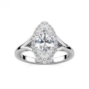 2 .10 ctw Marquise cut lab grown diamond engagement <b>ring</b> igi certified 14k solid gold <b>split</b> shank - Product Image 1
