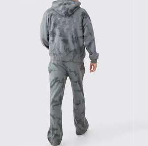 ชุดวอร์มลำลองมีฮู้ดสำหรับผู้ชาย ผ้าฝ้าย 100% เป็นมิตรกับสิ่งแวดล้อม ลายพิมพ์สีพื้นแบบฟอกสี สำหรับฤดูหนาว เหมาะสำหรับการวิ่งจ๊อกกิ้ง สินค้ามาใหม่ - Product Image 3