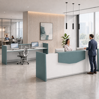 Comptoir de réception de bureau moderne en panneau de particules mélaminé E1 de 40 mm d'épaisseur, mobilier de réception commercial