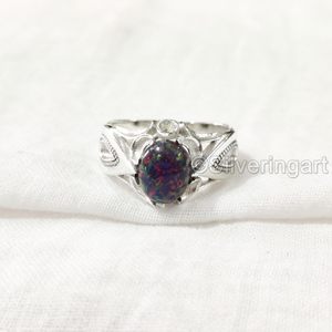Wholesale <b>Mens</b> <b>Ring</b> Natural Multi Fire Black Opal Gemstone October Birthstone Ottoman Christmas Jewelry 925 Sterling <b>Silver</b> <b>Ring</b> - Product Image 4