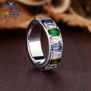 6.00 TDW พลอยมรกตตัดและแหวนเพชรทองคำขาวโดยแล็บหินเพชรที่ไม่ซ้ำกันแหวนเพชรสี EF-VS - Product Image 4