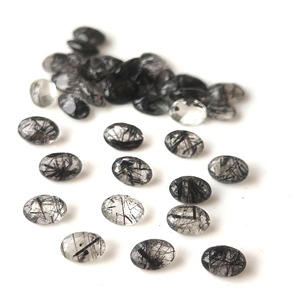Piedras Preciosas Sueltas de Rutilo Negro Natural, Corte Ovalado Facetado, con Juego de Color, 4x6mm-8x10mm, para Fabricación de Joyería, Venta al Por Mayor - Product Image 1