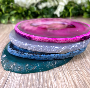 ALIF CRISTAL ET AGATE Cristal de guérison personnalisé tranches d'agate sous-verres teints pierre dalle décoration table sous-verre - Product Image 6