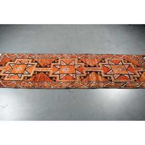 Alfombra Turca Herki Runner de 2.5x10.1 pies (77x308 cm), Alfombra de Lana Vintage con Parches Naranjas - Product Image 3