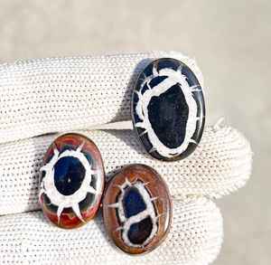 Lote de piedras preciosas únicas pulidas a mano septarianas negras para artesanos de joyería - Product Image 1