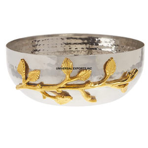 Bol à chocolat martelé en métal Forme ronde Bol doux design Bol à chocolat de luxe fini argent - Product Image 1