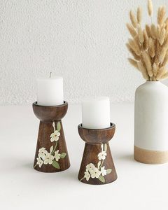 Bougeoirs en bois en gros pour mariages et festivals, décoration élégante pour fêtes avec pots à bougies - Product Image 2